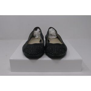 Calvin Klein Cap Toe Silver Studded Black Leather Ballet Flats Size 9.5
